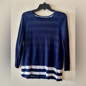 Layered-look navy blue top